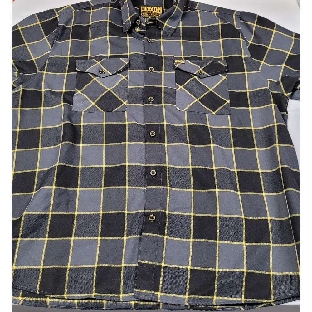 Dixxon Form and Function Flannel Men's 3XL Black Gray Plaid w/ Yellow Stripes - Picture 2 of 10